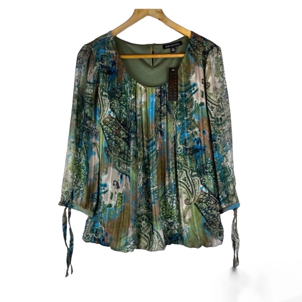 Sara Michelle colorful panted looked print blouse size XL